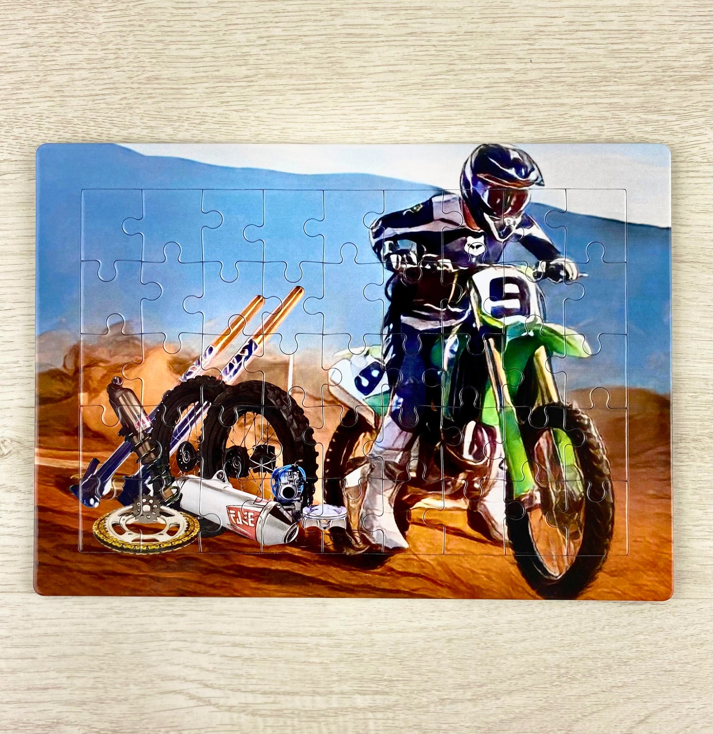 Set of 3 Tray Jigsaw Puzzles - Dirt Bike, Car Engine, GTAV Chop.